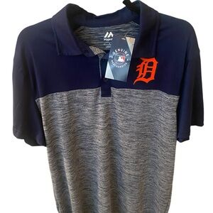Mens Detroit Tigers Navy and Gray Polo Shirt